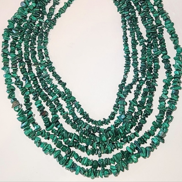 JAY KING MALACHITE 7-STRAND NECKLACE - STERLING SILVER CLASP - Picture 2 of 9
